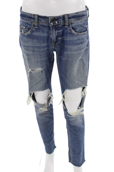 Rag & Bone Women Boyfriend Cropped Jeans Blue Low Rise Size 26