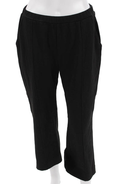 Designer Women Cropped Dress Pants Black Zip Viscose Blend Size M