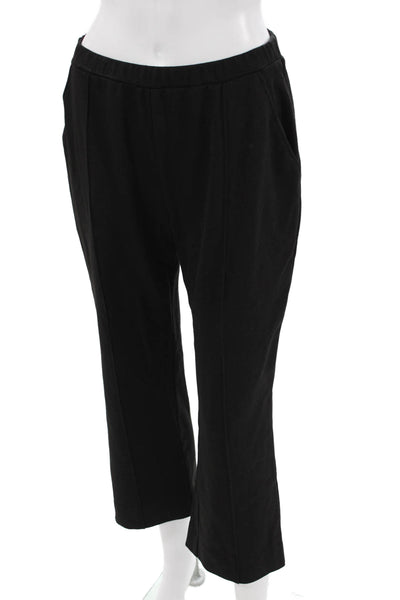 Designer Women Cropped Dress Pants Black Zip Viscose Blend Size M