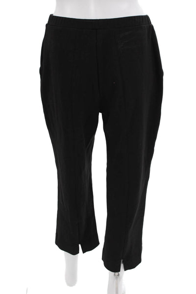 Designer Women Cropped Dress Pants Black Zip Viscose Blend Size M
