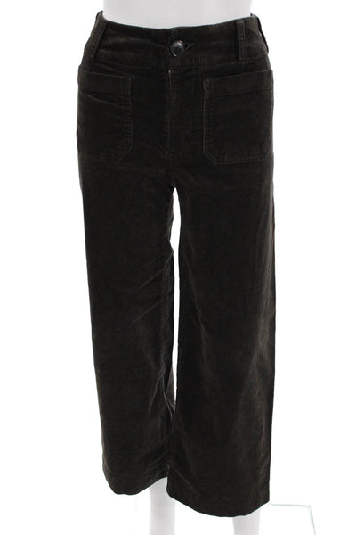 Maeve Anthropologie Womens Cropped Brown Cotton Pants Button Size 23