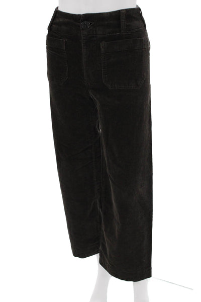 Maeve Anthropologie Womens Cropped Brown Cotton Pants Button Size 23