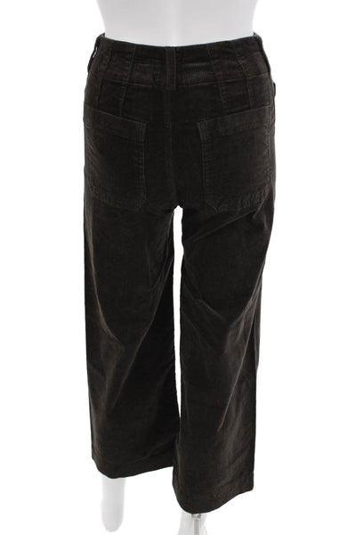 Maeve Anthropologie Womens Cropped Brown Cotton Pants Button Size 23
