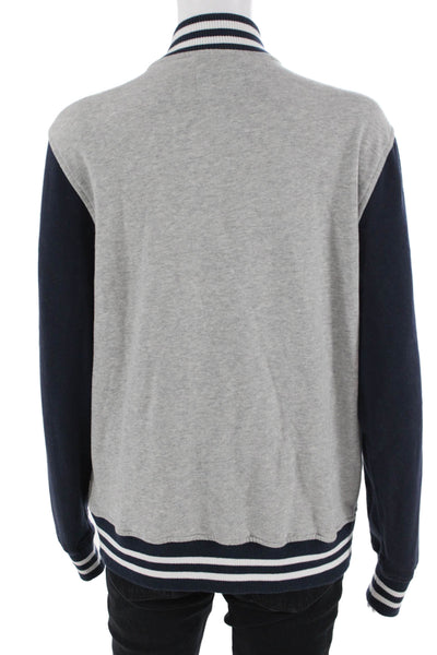 Roots Unisex Varsity Jacket Gray Collared Snap Size S