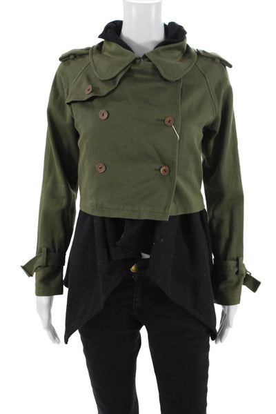 Eyedoll Womens Black Military Pea Coat Wool Blend Button Size 36