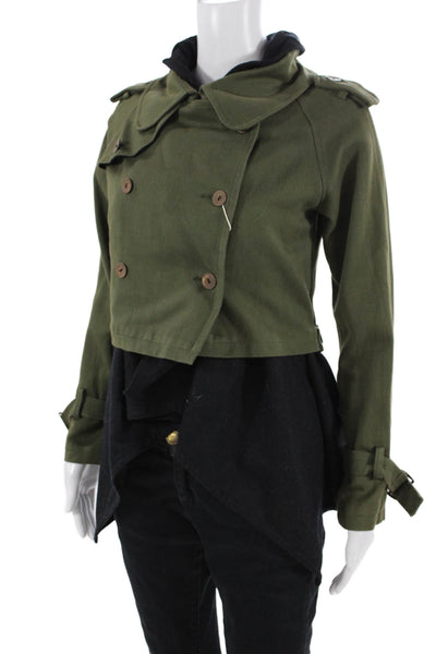 Eyedoll Womens Black Military Pea Coat Wool Blend Button Size 36