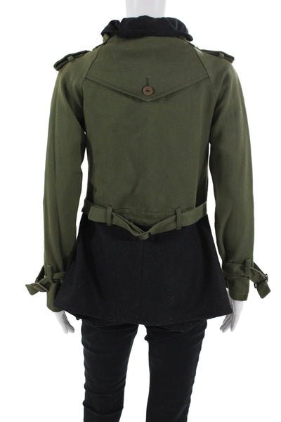 Eyedoll Womens Black Military Pea Coat Wool Blend Button Size 36