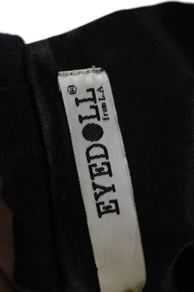 Eyedoll Womens Black Military Pea Coat Wool Blend Button Size 36