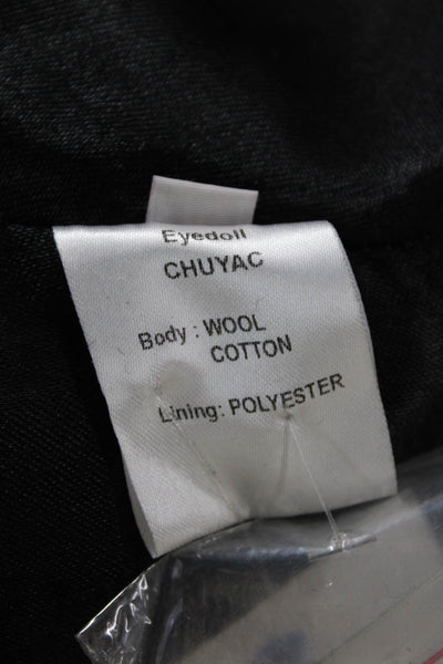 Eyedoll Womens Black Military Pea Coat Wool Blend Button Size 36