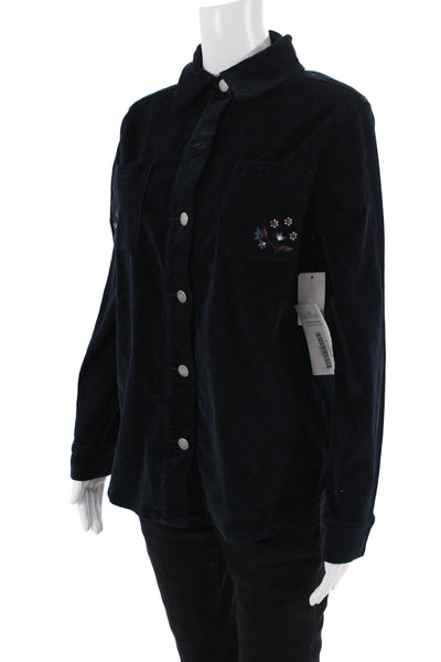Driftwood Women Bohemian Floral Paisley Button Jacket Dark Blue Size XS