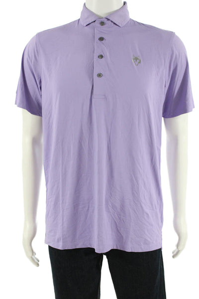 Greyson Mens Short Sleeve Collared Logo Polo Shirt Purple Size Medium