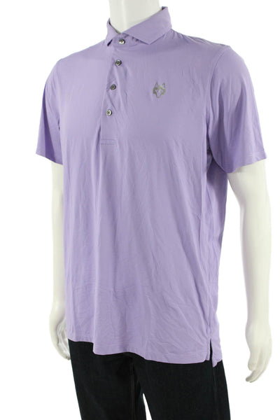 Greyson Mens Short Sleeve Collared Logo Polo Shirt Purple Size Medium