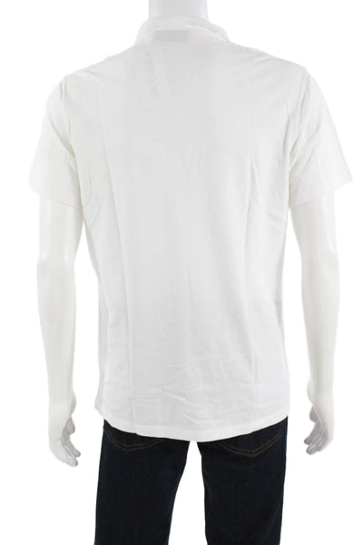 J. Lindeberg Mens Short Sleeve Collared Knit Polo Shirt White Cotton Size Medium