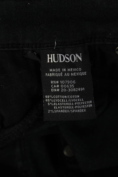 Hudson Womens Skinny Ankle Jeans Black Mid Rise Size 28