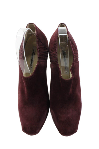 Brian Atwood Womens Textured Rounded Toe Slip On Heels Burgundy Size EUR 39.5