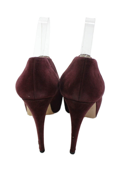 Brian Atwood Womens Textured Rounded Toe Slip On Heels Burgundy Size EUR 39.5