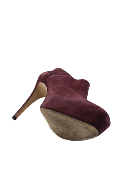 Brian Atwood Womens Textured Rounded Toe Slip On Heels Burgundy Size EUR 39.5