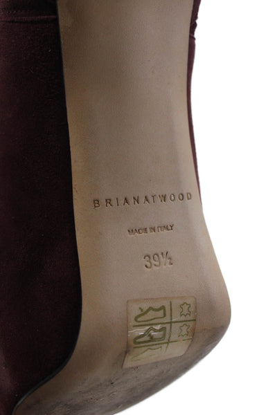 Brian Atwood Womens Textured Rounded Toe Slip On Heels Burgundy Size EUR 39.5