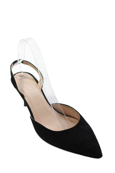 J Crew Womens Pointed Toe Slingback High Heels Black Size 8.5
