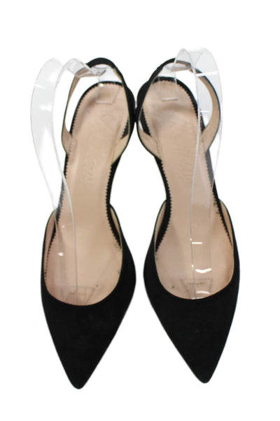 J Crew Womens Pointed Toe Slingback High Heels Black Size 8.5