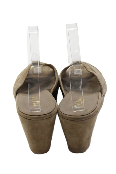 Delman Womens Wedge Heel Platform Slide Sandals Brown Suede Size 8