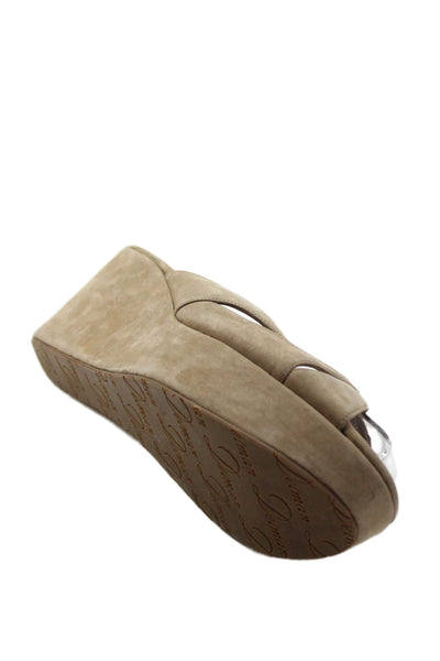 Delman Womens Wedge Heel Platform Slide Sandals Brown Suede Size 8
