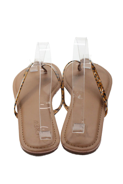 J Crew Womens Leopard Spotted PVC T Strap Sandals Brown Size 8
