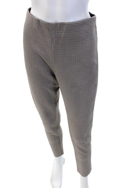 Zara Women Ankle Cropped Dress Pants Gray Check Polyester Blend Size M