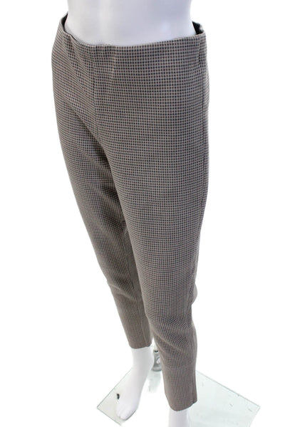 Zara Women Ankle Cropped Dress Pants Gray Check Polyester Blend Size M