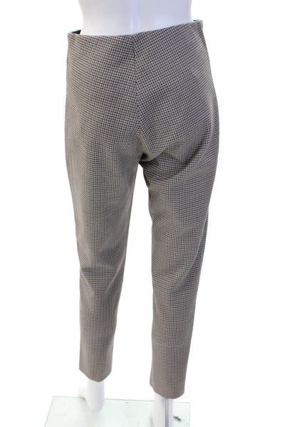 Zara Women Ankle Cropped Dress Pants Gray Check Polyester Blend Size M
