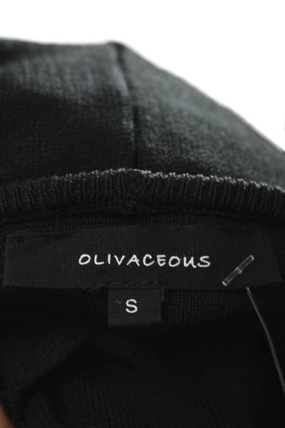 Olivaceous, Women Cropped Tank Black Mock Neck Rayon/Nylon Size S