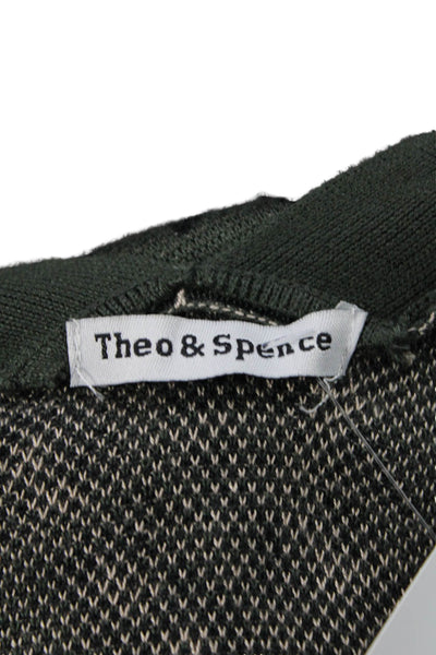 Theo & Spence Women Green Animal Print V-Neck Rayon Cardigan Long Sleeve Size M