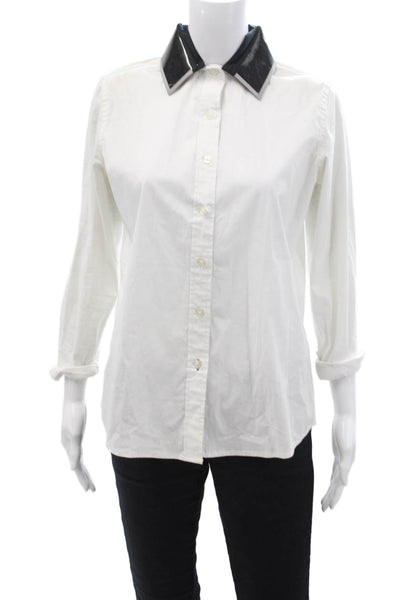 Jonathan Simkhai Women Collared Black 100% Cotton Long Sleeve Button-Up Size S
