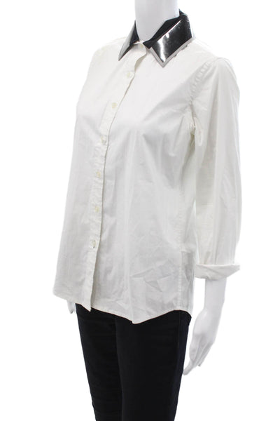 Jonathan Simkhai Women Collared Black 100% Cotton Long Sleeve Button-Up Size S