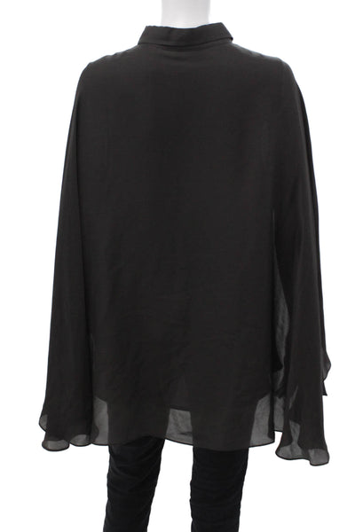 Haute Hippie Womens Black Silk Collared Sleeveless Button-Up Blouse Size L