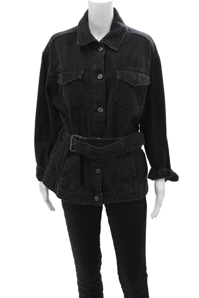 Z1975 Zara Basic Womens Black Cotton Collared Buckle 90s Fall Jacket Size S