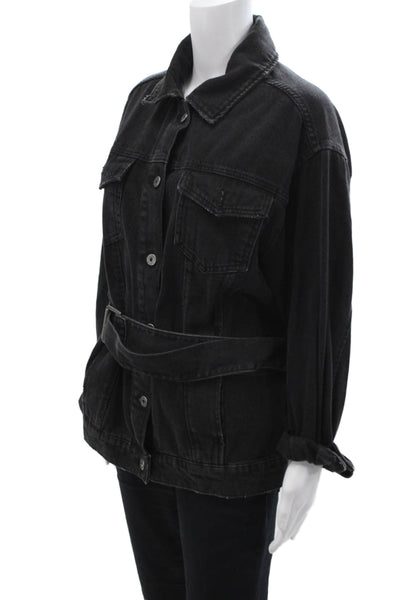 Z1975 Zara Basic Womens Black Cotton Collared Buckle 90s Fall Jacket Size S