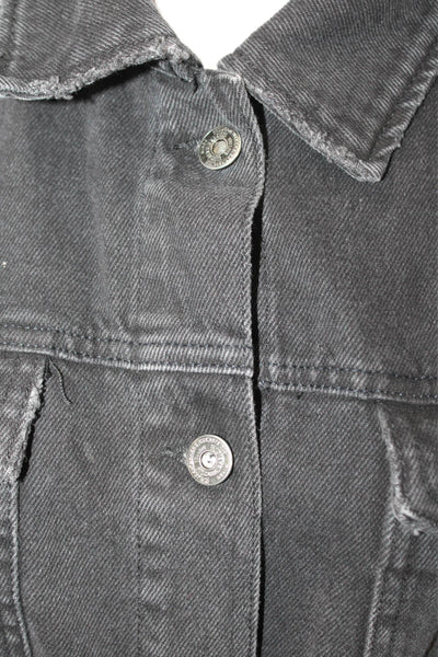 Z1975 Zara Basic Womens Black Cotton Collared Buckle 90s Fall Jacket Size S