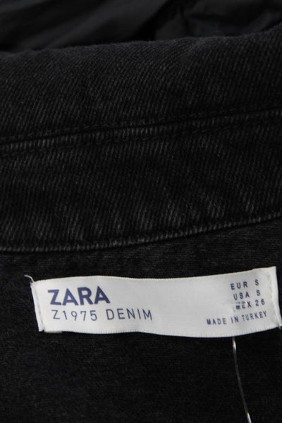 Z1975 Zara Basic Womens Black Cotton Collared Buckle 90s Fall Jacket Size S