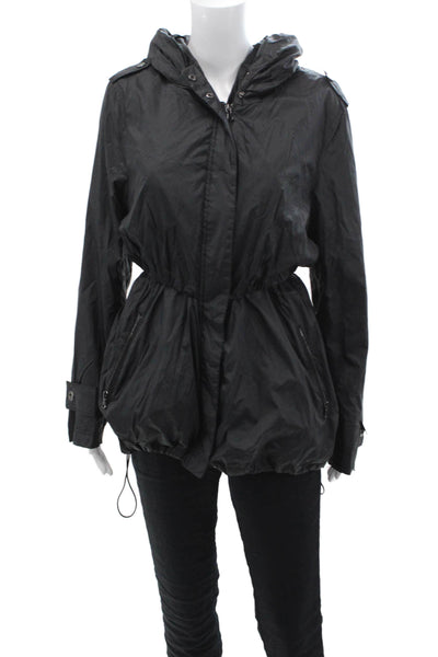 Barneys New York Women Black Nylon Anorak Windbreaker Army Size L