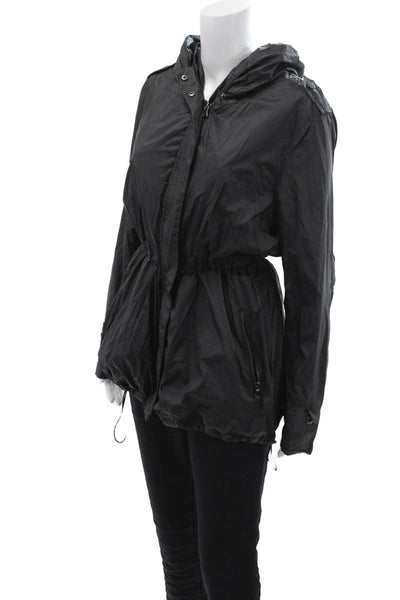 Barneys New York Women Black Nylon Anorak Windbreaker Army Size L