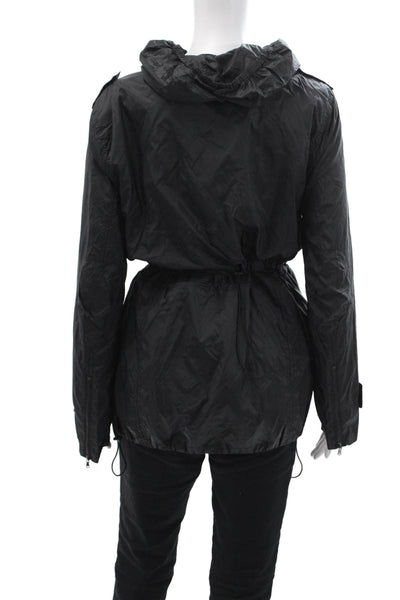 Barneys New York Women Black Nylon Anorak Windbreaker Army Size L