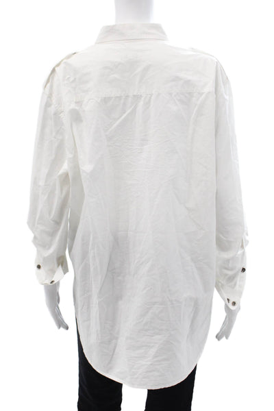 Equipment Femme Womens Collared Long Sleeve Cotton Tunic Button-Up White Size L