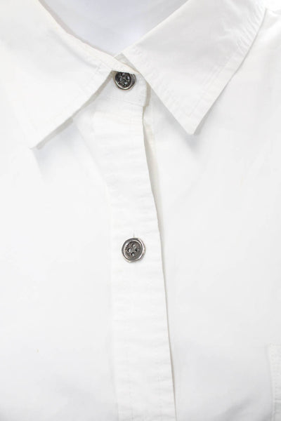 Equipment Femme Womens Collared Long Sleeve Cotton Tunic Button-Up White Size L