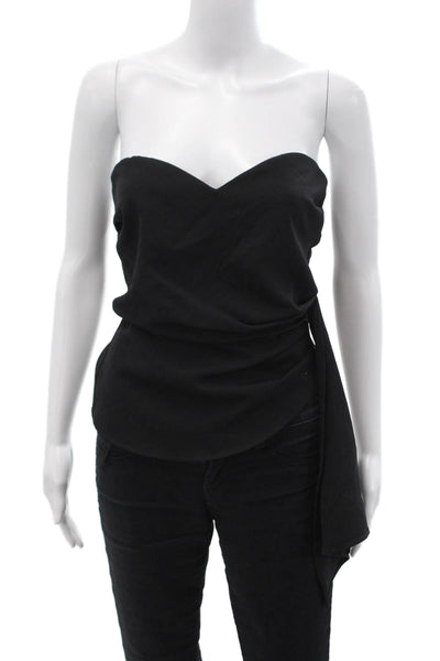 Zara Women Black Sleeveless Silk Tie-Front Top Size S