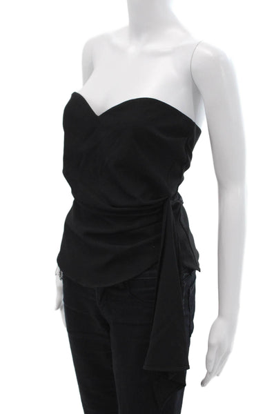 Zara Women Black Sleeveless Silk Tie-Front Top Size S