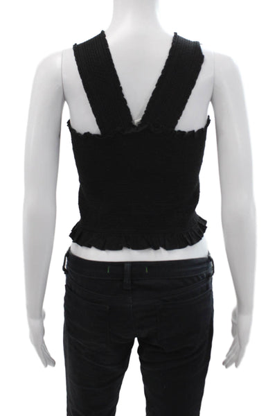 Cotton Candy LA Womens Cropped Square Neck Tank Black Rayon Boho Size S