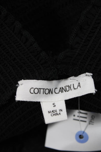 Cotton Candy LA Womens Cropped Square Neck Tank Black Rayon Boho Size S