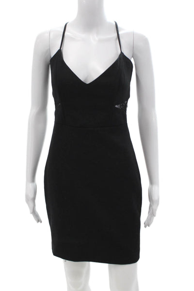 Mason, Women Bodycon Sheath Dress Black V-Neck Sleeveless Hook & Eye Size 2