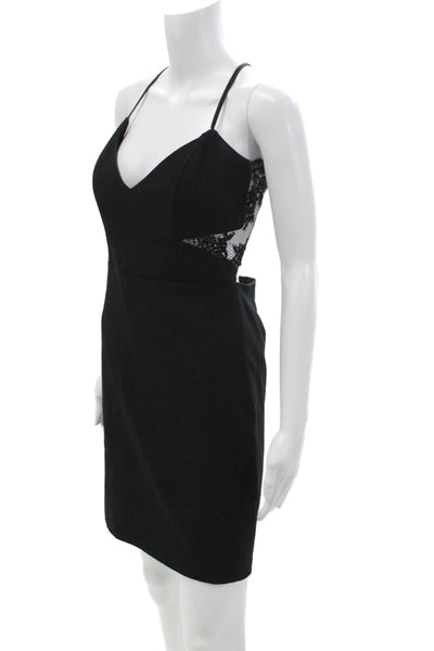 Mason, Women Bodycon Sheath Dress Black V-Neck Sleeveless Hook & Eye Size 2
